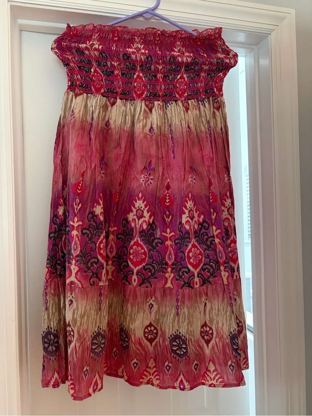 Raviya Strapless Pink and Cream Dress with Patterned Motif Stunning NWT